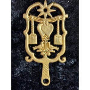 Vintage Wall Hanging  Trivet Painted Gold Tone